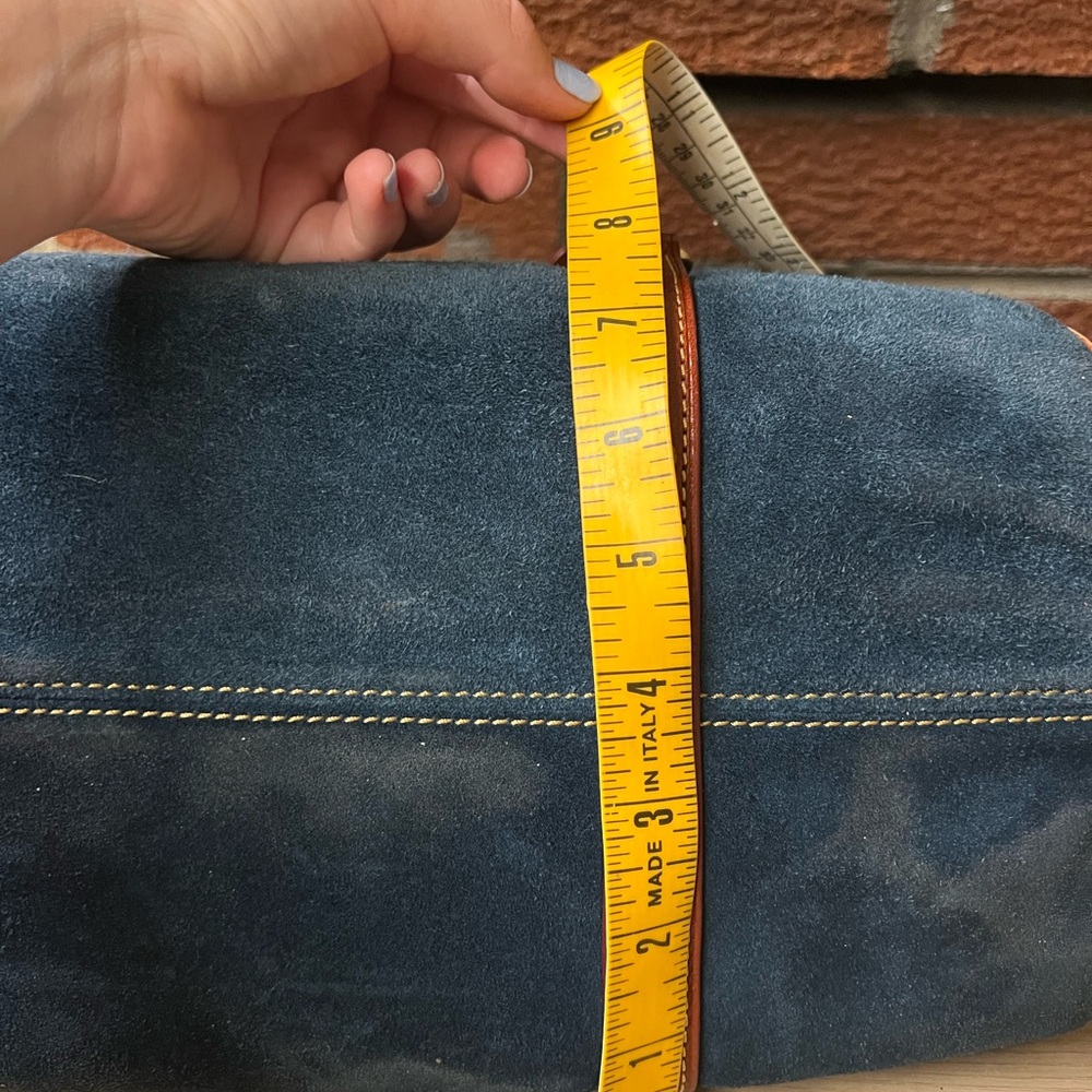 Dooney & Bourke Navy Suede Bag with Tan Leather - Picture 12 of 16
